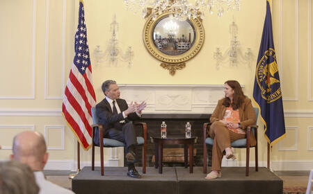 The Archivist of the United States in conversation with a guest